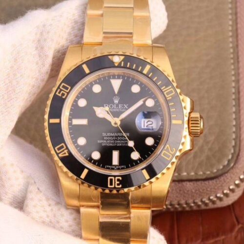 Rolex Submariner Date 116618LN VR Factory 18K Yellow Gold Wrapped Black Dial JF Replica Watches - JF Replica