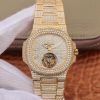Patek Philippe Nautilus Jumbo 5711 Tourbillon R8 Factory 18K Yellow Gold Diamond Dial Replica Watch - UK Replica