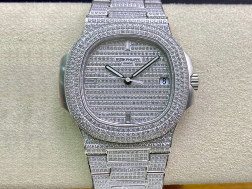 Patek Philippe Nautilus 5719/10G-010 PPF Factory V4 Silver Diamond Replica Watch