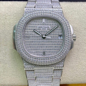 Patek Philippe Nautilus 5719/10G-010 PPF Factory V4 Silver Diamond JF Replica Watches - JF Replica