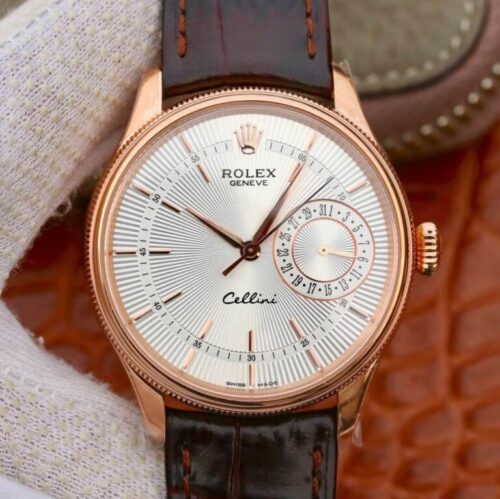 Rolex Celini Date M50515-0008 MKS Factory Brown Strap JF Replica Watches - JF Replica