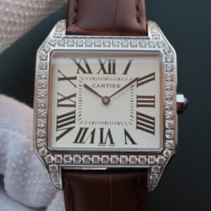 Cartier Santos WH100651 V6 Factory Brown Strap JF Replica Watches - JF Replica