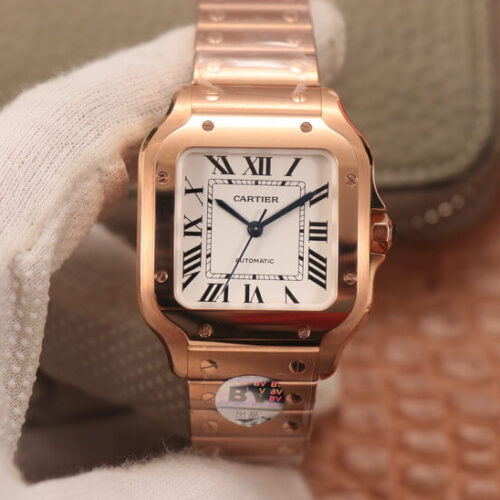Cartier De Santos WSSA0010 BV Factory 18K Rose Gold JF Replica Watches - JF Replica