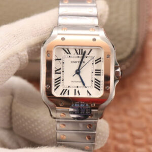 Cartier De Santos W2SA0007 BV Factory White Dial Gold Bezel JF Replica Watches - JF Replica
