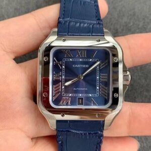 Cartier Santos WSSA0030 V6 Factory Blue Strap JF Replica Watches - JF Replica