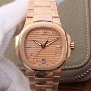 Patek Philippe Nautilus Ladies 7118-1R-010 PF Factory Rose Gold Case JF Replica Watches - JF Replica