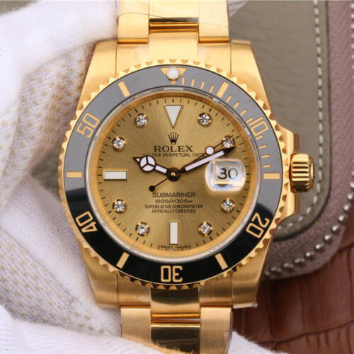 Rolex Submariner 116618 Noob Factory V7 Yellow Gold Strap JF Replica Watches - JF Replica