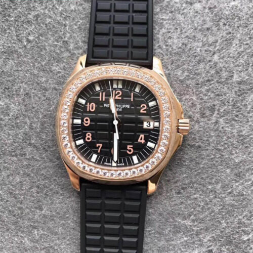 Patek Philippe Aquanaut PPF Factory Rose Gold Black Dial JF Replica Watches - JF Replica