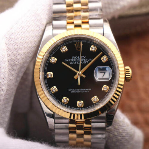 Rolex Datejust M126233-0021 EW Factory Yellow Gold Black Diamond Dial JF Replica Watches - JF Replica