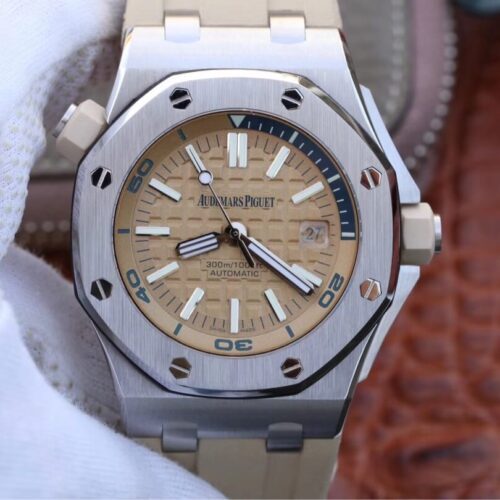Audemars Piguet Royal Oak Offshore 15710ST.OO.A085CA.01 JF Factory Beige Strap JF Replica Watches - JF Replica