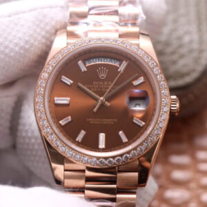 Rolex Day Date M228345RBR-0006 EW Factory Brown Diamond Dial JF Replica Watches - JF Replica