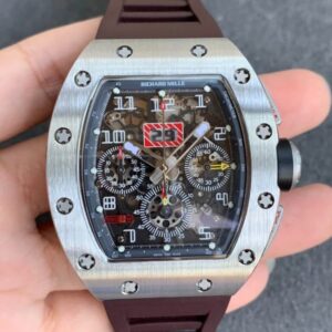 Richard Mille RM11 KV Factory Titanium Brown Rubber Strap JF Replica Watches - JF Replica