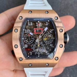 Richard Mille RM11 KV Factory Rose Gold White Rubber Strap JF Replica Watches - JF Replica
