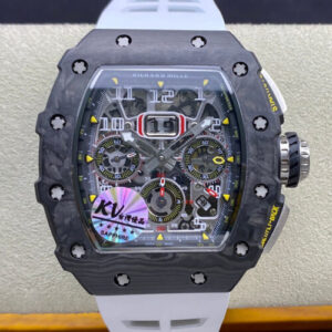 Richard Mille RM011-03 KV Factory Carbon Fiber Case White Strap JF Replica Watches - JF Replica