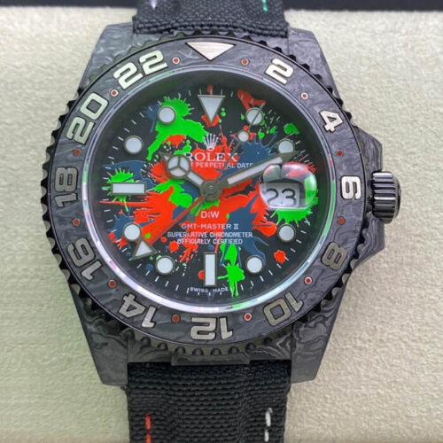 Rolex GMT-MASTER II Diw Black Fabric Strap JF Replica Watches - JF Replica