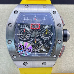 Richard Mille RM11 KV Factory Titanium Yellow Rubber Strap JF Replica Watches - JF Replica
