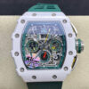 Richard Mille RM011-03 KV Factory Green Rubber Strap JF Replica Watches - JF Replica