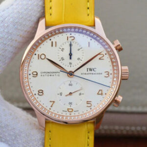 IWC Portuguese ZF Factory Yellow Leather Strap JF Replica Watches - JF Replica