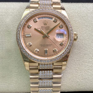 Rolex Day Date M128345RBR-0020 EW Factory Rose Gold Diamond-Set Bezel JF Replica Watches - JF Replica