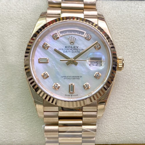 Rolex Day Date M128235-0029 EW Factory Rose Gold JF Replica Watches - JF Replica