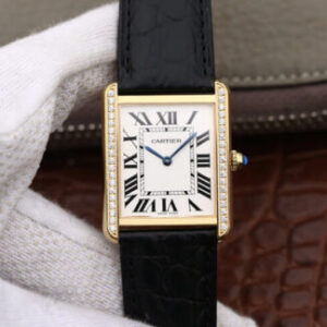 Cartier Tank Ladies K11 Factory Black Leather Strap JF Replica Watches - JF Replica