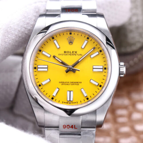 Rolex Oyster Perpetual M124300-0004 41MM EW Factory Yellow Dial JF Replica Watches - JF Replica