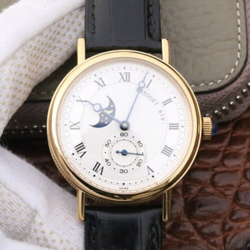 Breguet Classique Moonphase 4396 Yellow Gold Case Leather Strap JF Replica Watches - JF Replica