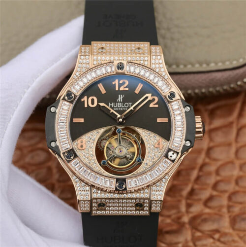 Hublot Big Bang Tourbillon Diamond Black Dial JF Replica Watches - JF Replica