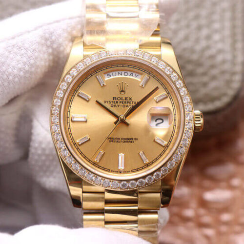 Rolex Day Date M228348RBR-0002 EW Factory Diamond-Set Bezel JF Replica Watches - JF Replica