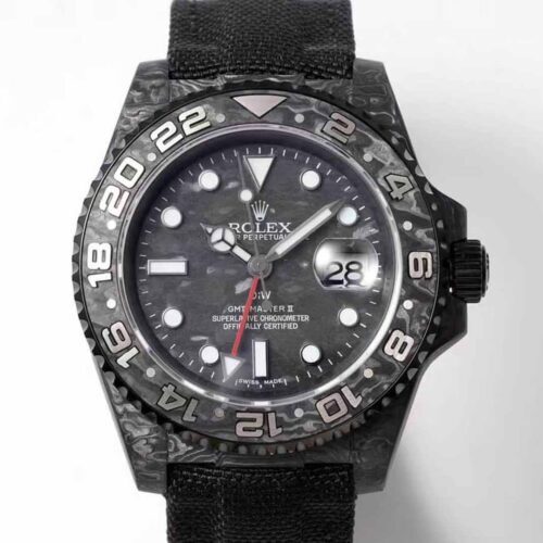 Rolex GMT-MASTER II Diw Black Fabric Strap JF Replica Watches - JF Replica
