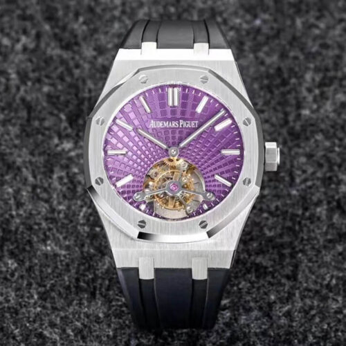Audemars Piguet Royal Oak Tourbillon R8 Factory V3 Titanium Purple Dial JF Replica Watches - JF Replica