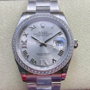 Rolex Datejust M126284RBR-0022 EW Factory Silver Diamond-Set Bezel JF Replica Watches - JF Replica
