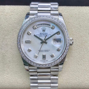 Rolex Day Date 128396TBR-0005 EW Factory Silver Diamond Bezel JF Replica Watches - JF Replica