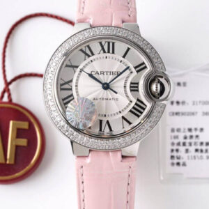 Ballon Bleu De Cartier 33MM WE902067 AF Factory Pink Strap JF Replica Watches - JF Replica