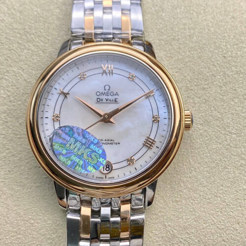 Omega De Ville MKS Factory Rose Gold Stainless Steel Bezel JF Replica Watches - JF Replica