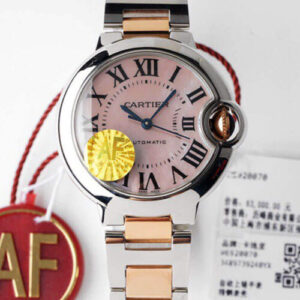 Ballon Bleu De Cartier 33MM W6920070 AF Factory Stainless Steel Pink Dial JF Replica Watches - JF Replica