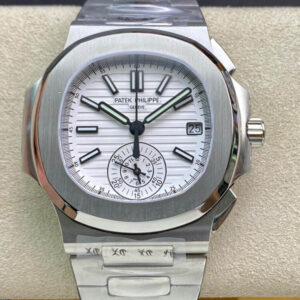 Patek Philippe Nautilus 5980/1A-019 3K Factory V2 Silver Stainless Steel Strap JF Replica Watches - JF Replica