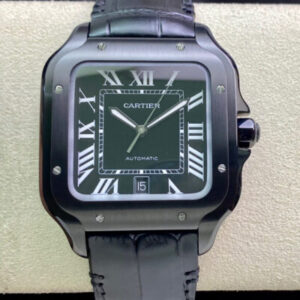 Cartier Santos WSSA0039 GF Factory Black Strap JF Replica Watches - JF Replica