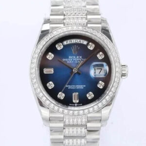 Rolex Day Date M128349RBR-0016 EW Factory Silver Diamond Bezel JF Replica Watches - JF Replica