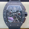 Richard Mille RM011 KV Factory Black Carbon Fiber Rubber Strap JF Replica Watches - JF Replica