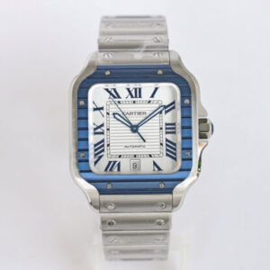 Cartier Santos GF Factory Silver Stainless Steel Strap JF Replica Watches - JF Replica