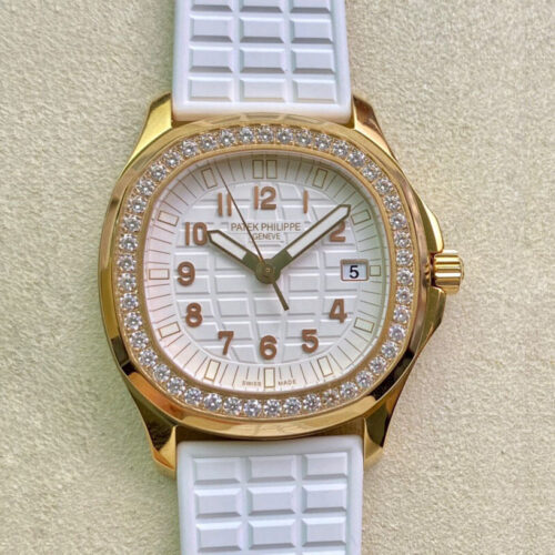 Patek Philippe Aquanaut 5067A Quartz Movement PPF Factory Yellow Gold Diamond JF Replica Watches - JF Replica