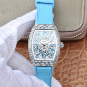 Franck Muller Ladies Collection V 32 SC AT FO D CD (BL) ABF Factory Blue Strap JF Replica Watches - JF Replica