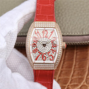 Franck Muller Vanguard Ladies ABF Factory Red Leather Strap JF Replica Watches - JF Replica