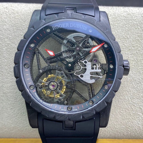 Roger Dubuis Excalibur DBEX0577 BBR Factory Black Tourbillon Skeleton Dial JF Replica Watches - JF Replica