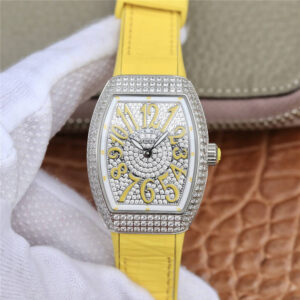 Franck Muller Vanguard Ladies ABF Factory Yellow Leather Strap JF Replica Watches - JF Replica