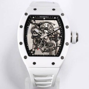 Richard Mille RM-055 BBR Factory V2 White Ceramic Rubber Strap JF Replica Watches - JF Replica