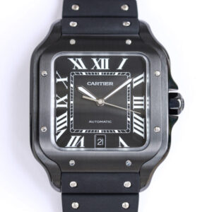 Cartier Santos WSSA0039 GF Factory V2 Black Rubber Strap JF Replica Watches - JF Replica