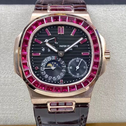 Patek Philippe Nautilus 5724 GR Factory Brown Leather Strap JF Replica Watches - JF Replica