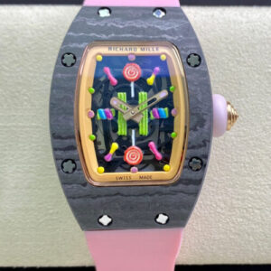 Richard Mille RM-07 Bon Bon RM Factory Pink Rubber Strap JF Replica Watches - JF Replica